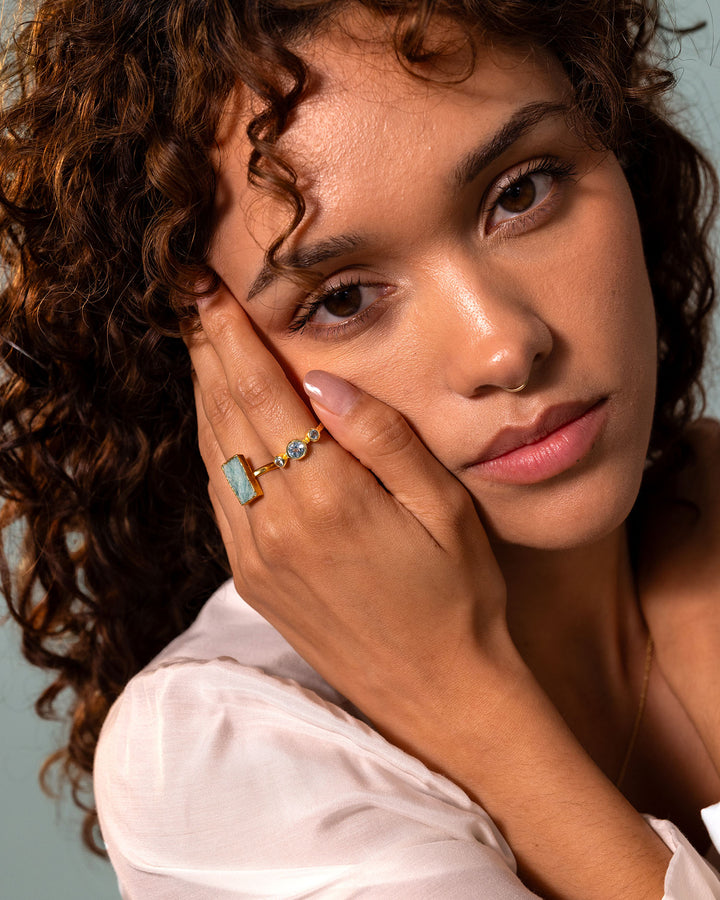 Trio Blue Topaz Ring