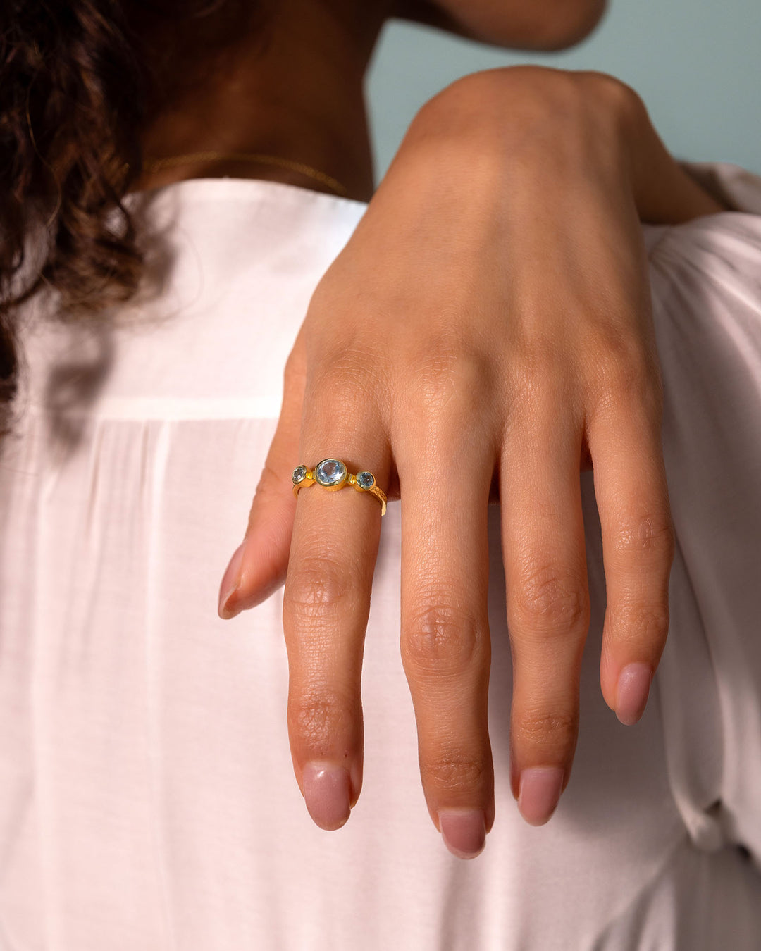 Trio Blue Topaz Ring