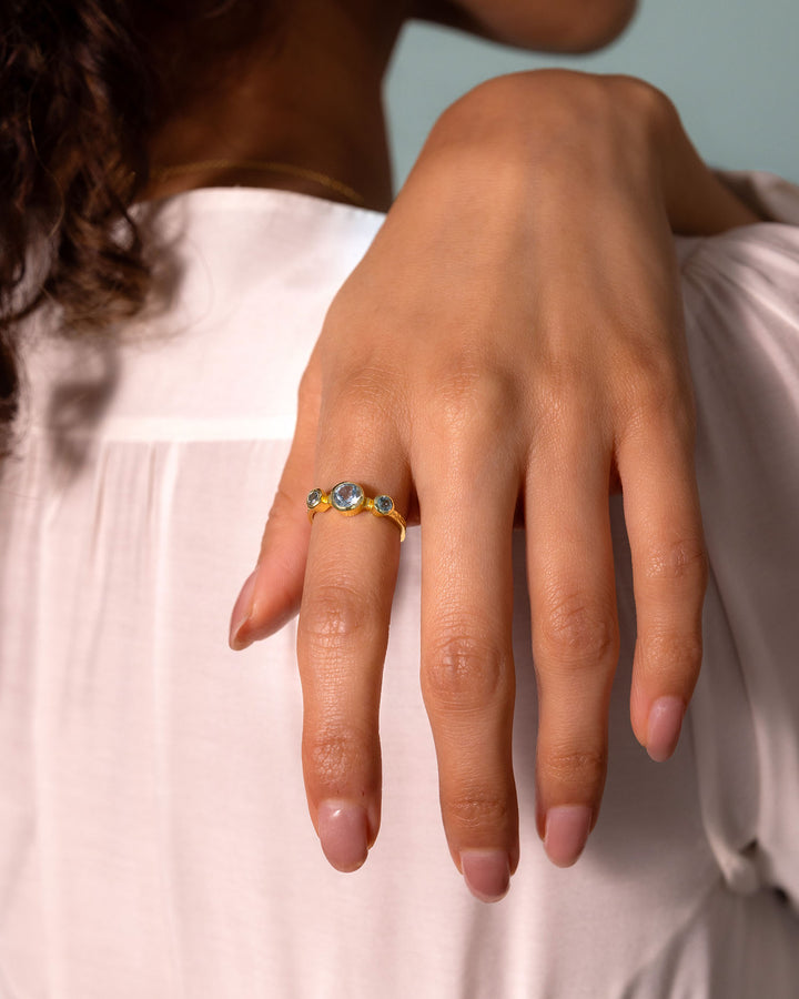 Trio Blue Topaz Ring
