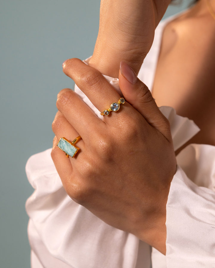 Trio Blue Topaz Ring