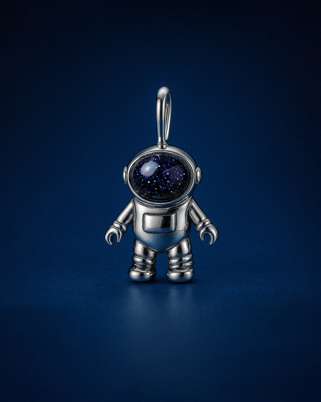 Astronaut Charm with Blue Goldstone Sterling Silver