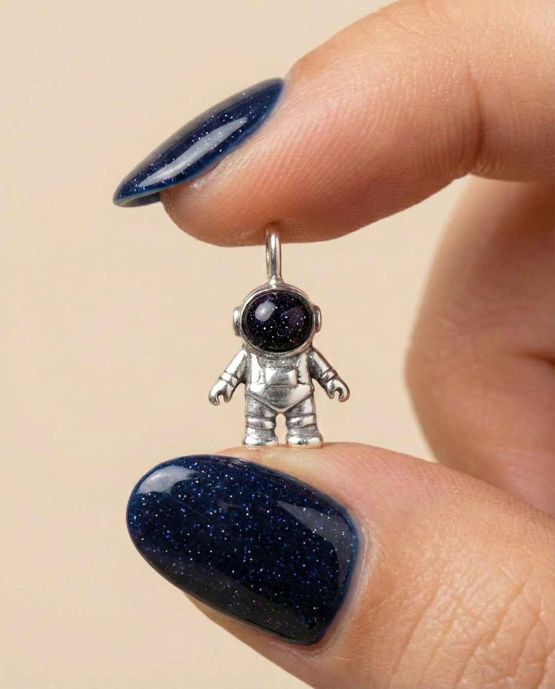 Astronaut Charm with Blue Goldstone Sterling Silver