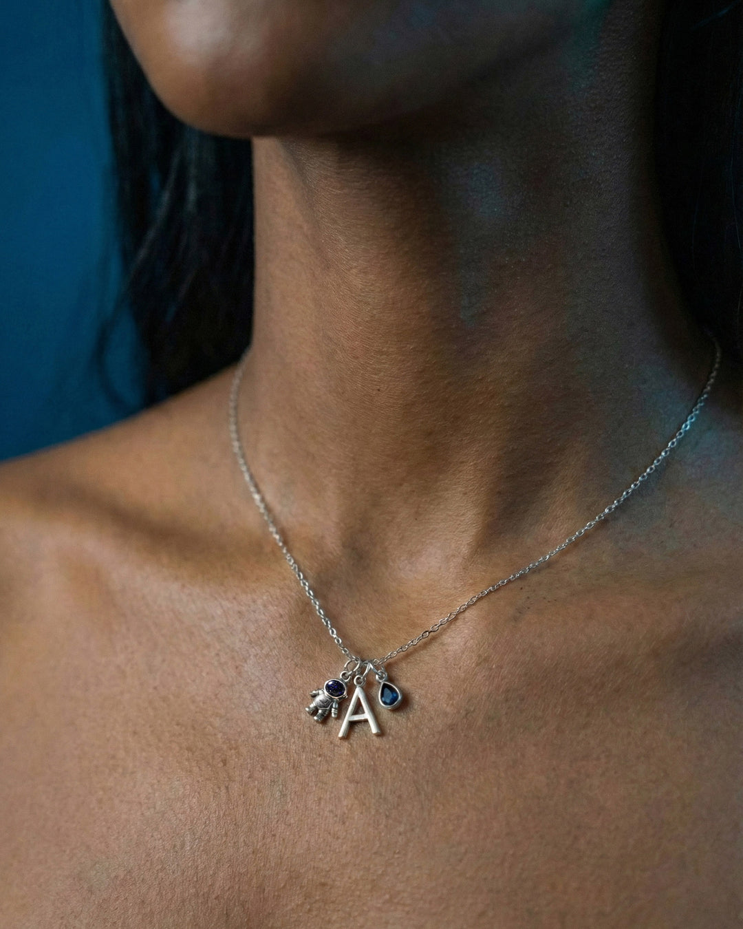 Astronaut Charm with Blue Goldstone Sterling Silver