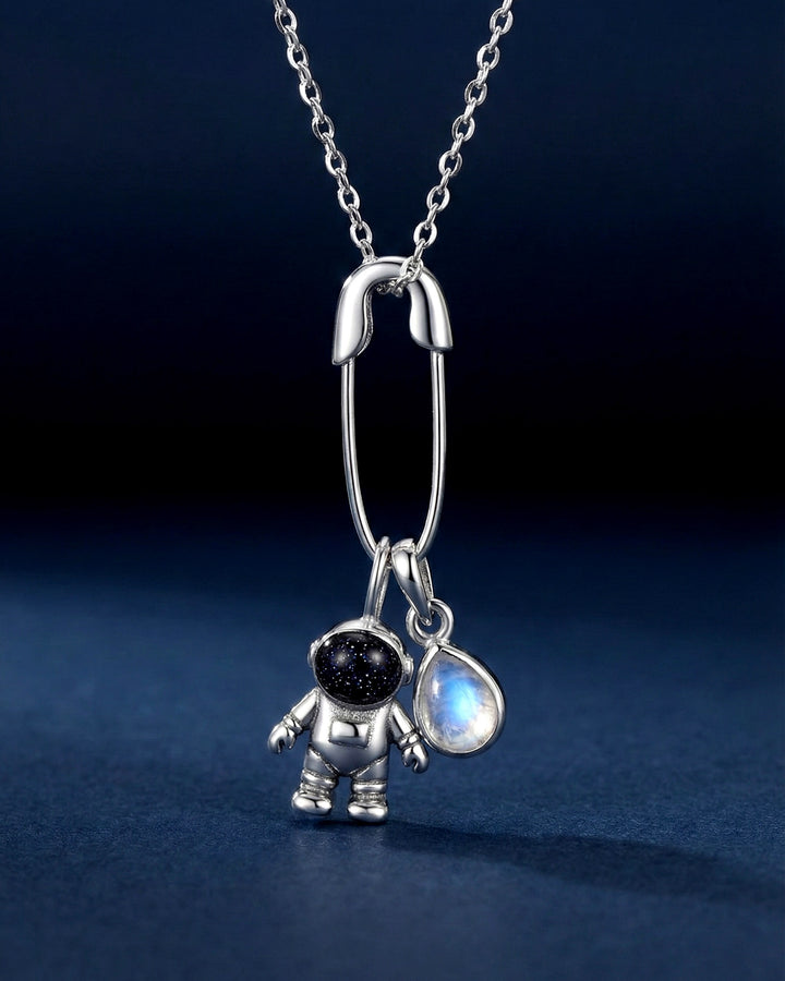 Astronaut Charm with Blue Goldstone Sterling Silver