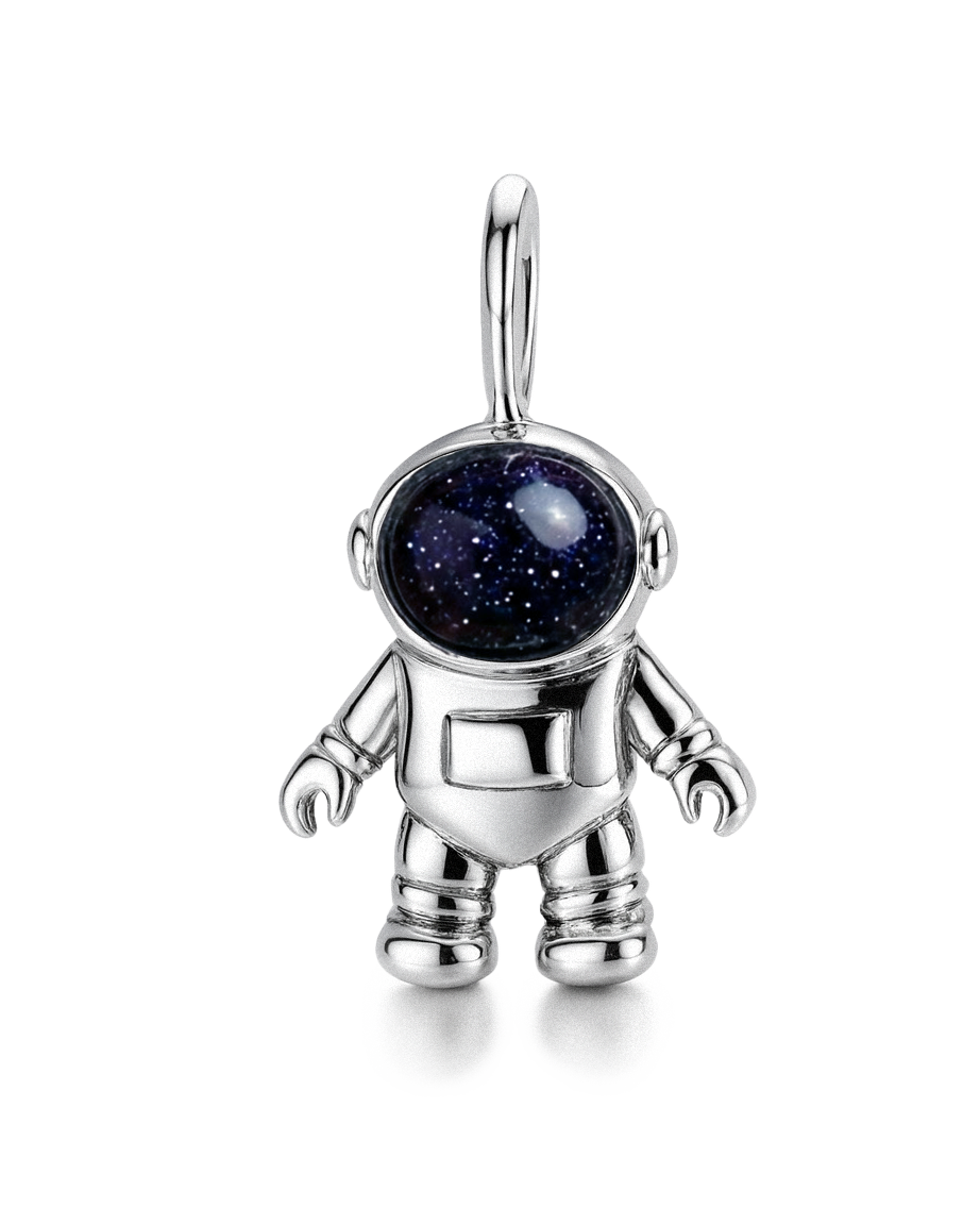 Astronaut Charm with Blue Goldstone Sterling Silver