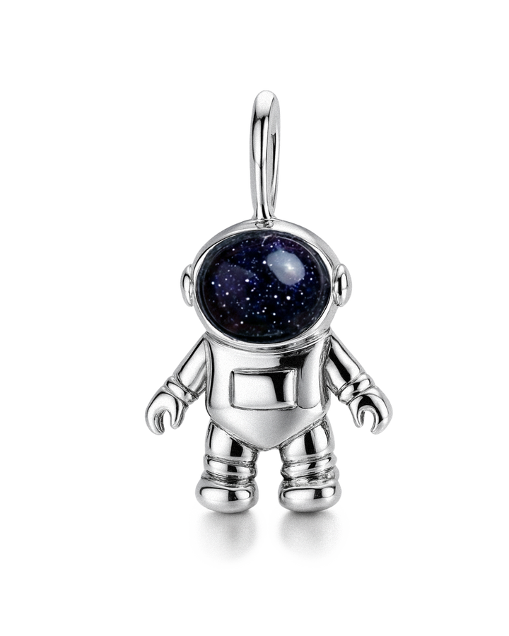 Astronaut Charm with Blue Goldstone Sterling Silver