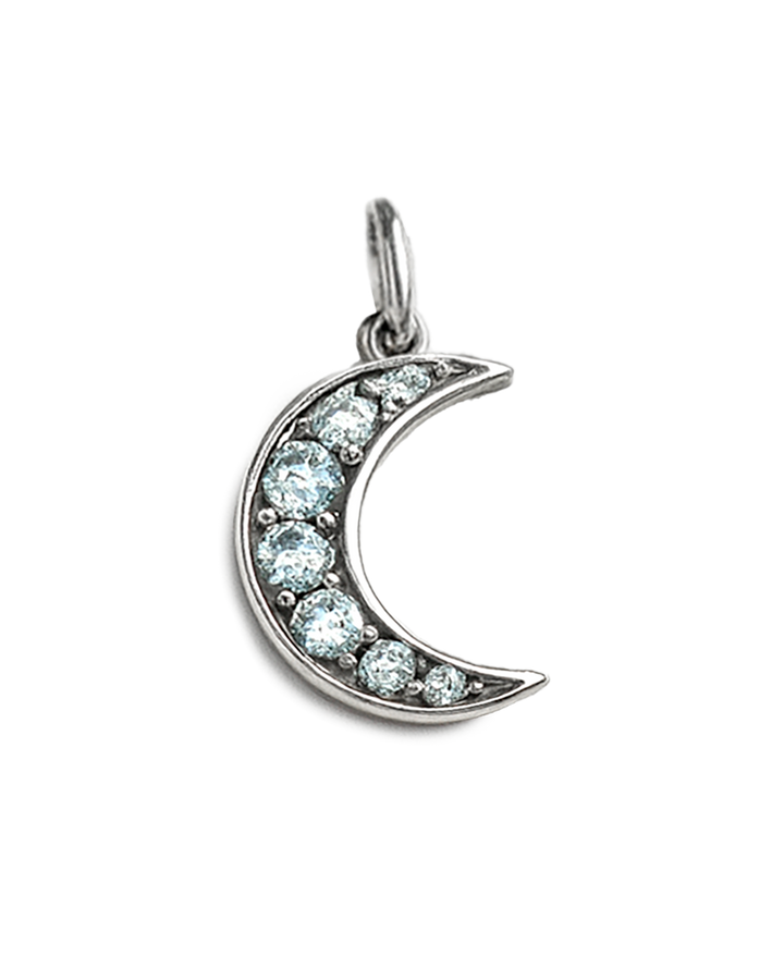 Blue Topaz Moon Charm Sterling Silver