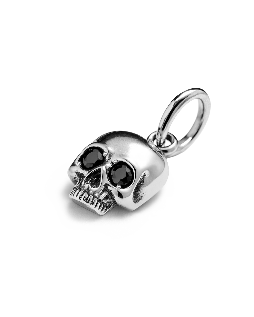 Skull Charm with Black Onyx Sterling Silver