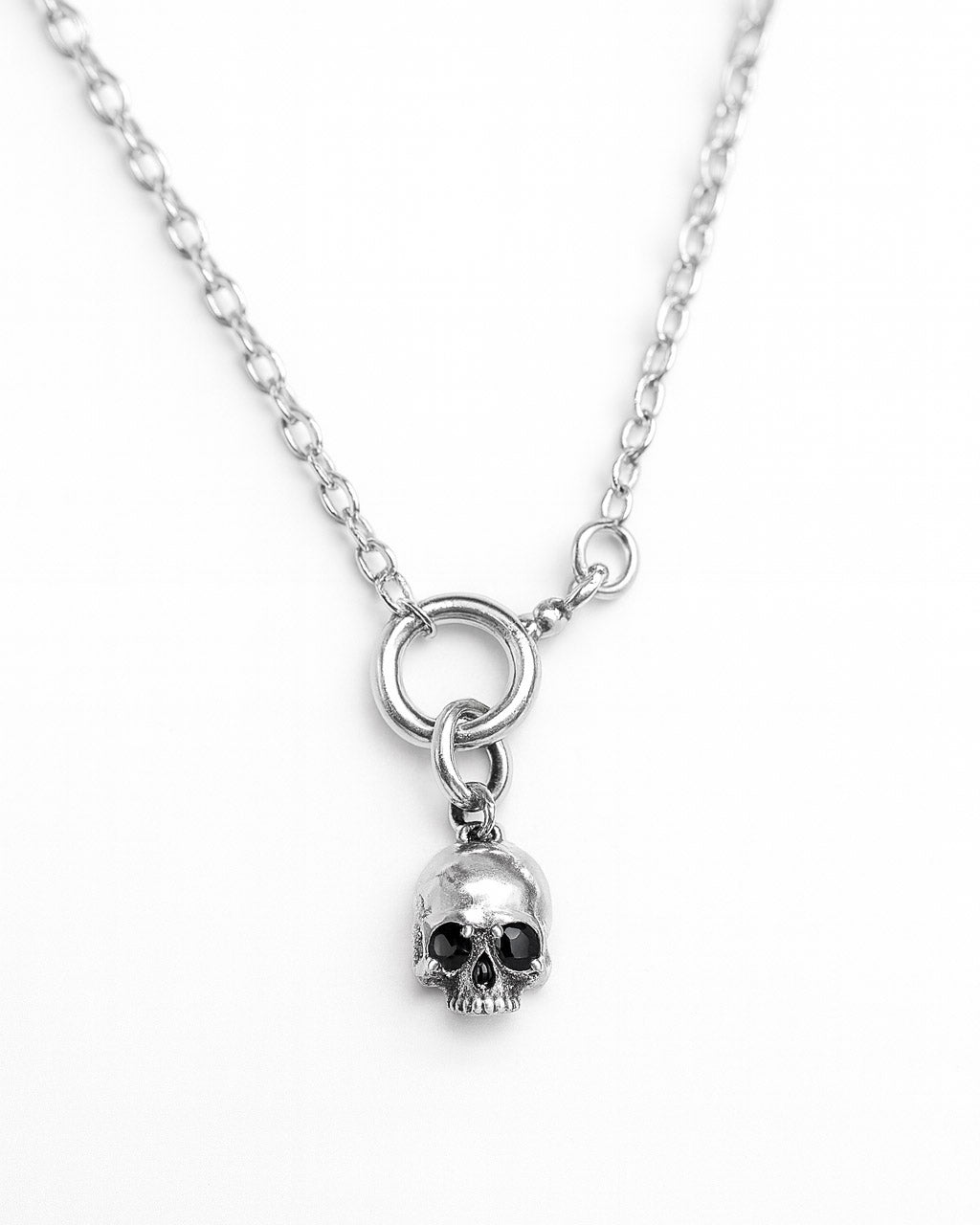 Skull Charm with Black Onyx Sterling Silver