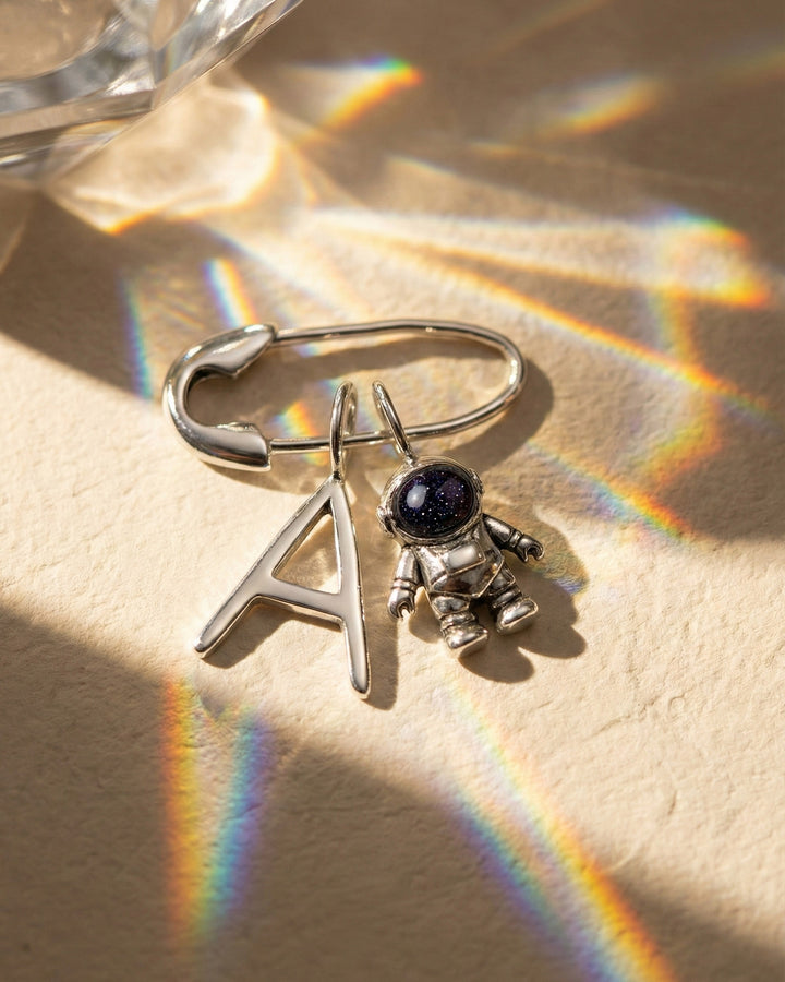 Safety Pin Charm Clip Sterling Silver