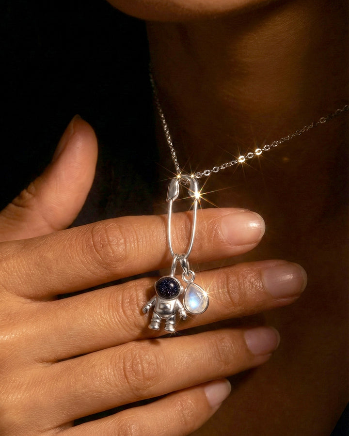 Safety Pin Charm Clip Sterling Silver