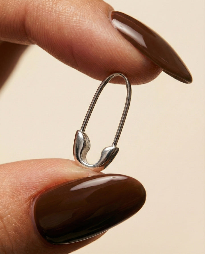 Safety Pin Charm Clip Sterling Silver