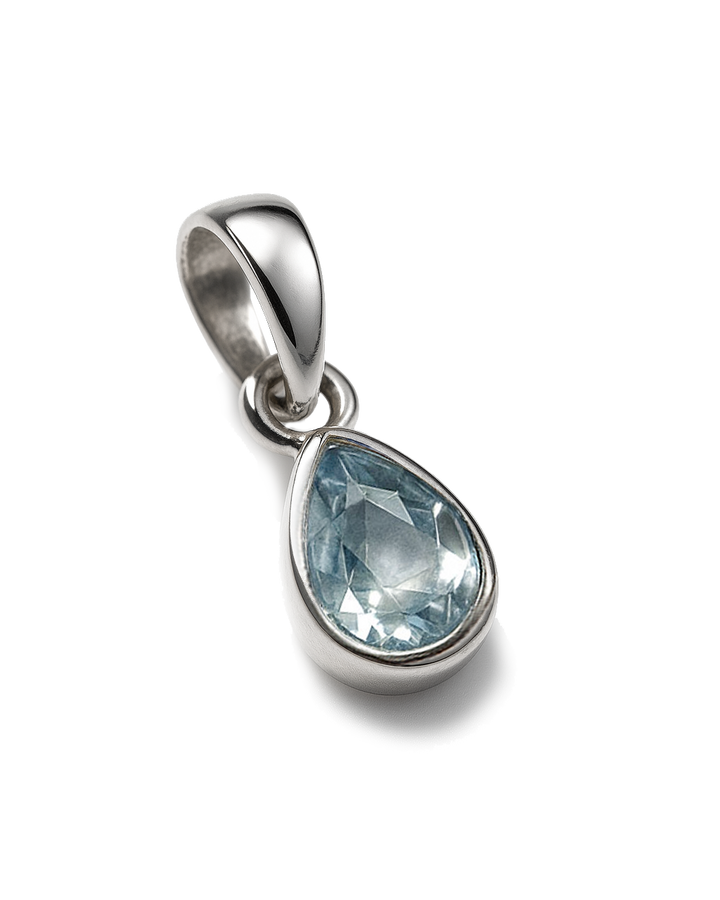 Blue Topaz Birthstone Charm Sterling Silver