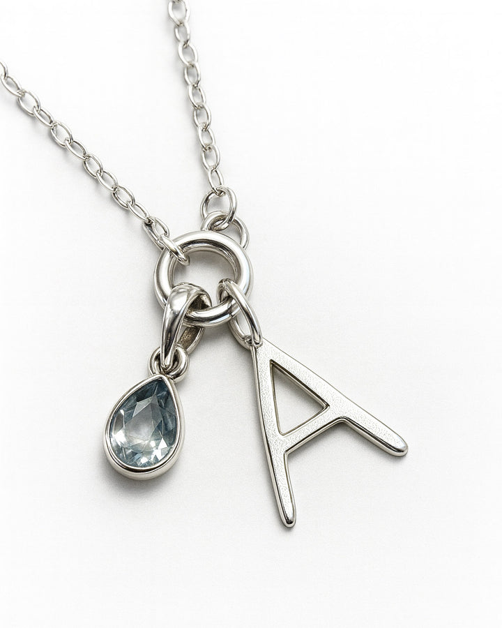 Blue Topaz Birthstone Charm Sterling Silver