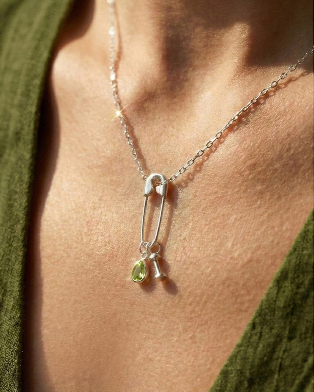 Peridot Birthstone Teardrop Charm