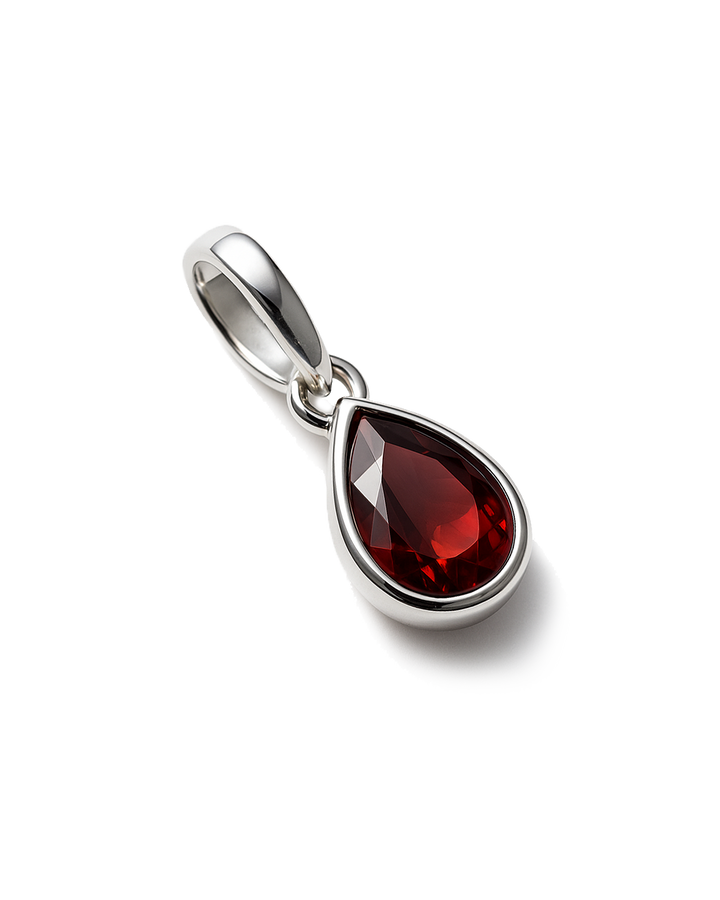 Garnet Birthstone Teardrop Charm