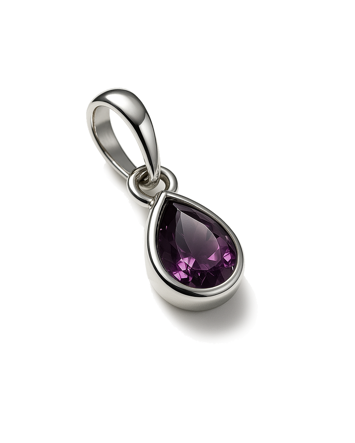 Amethyst Birthstone Teardrop Charm