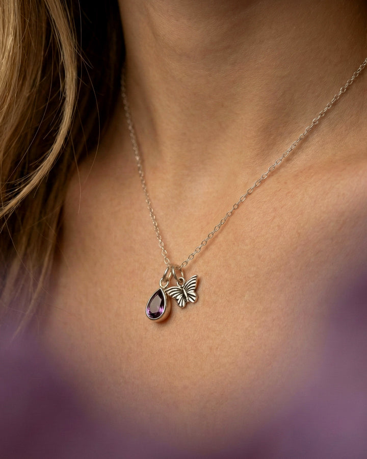 Amethyst Birthstone Teardrop Charm