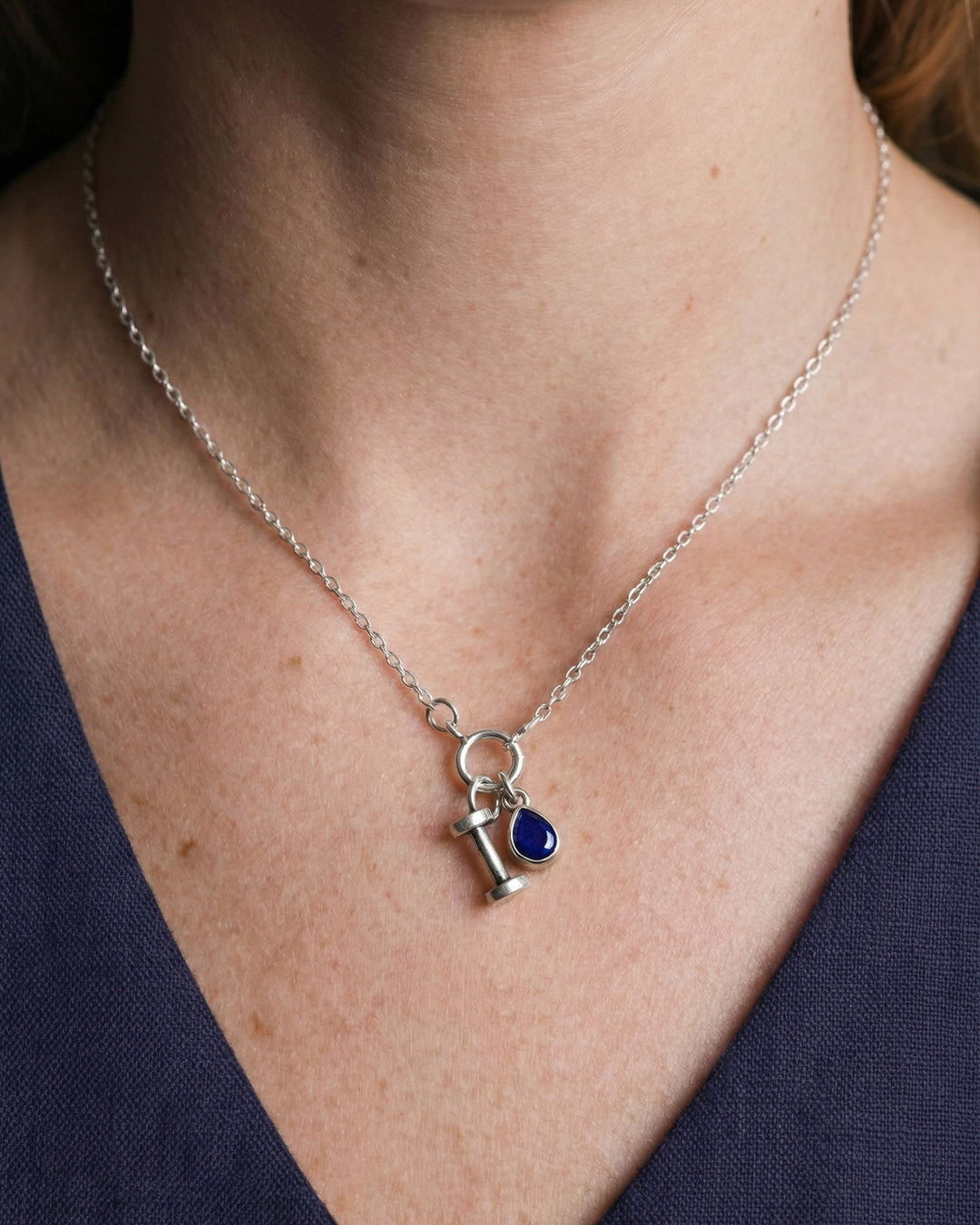 Lapis Birthstone Teardrop Charm