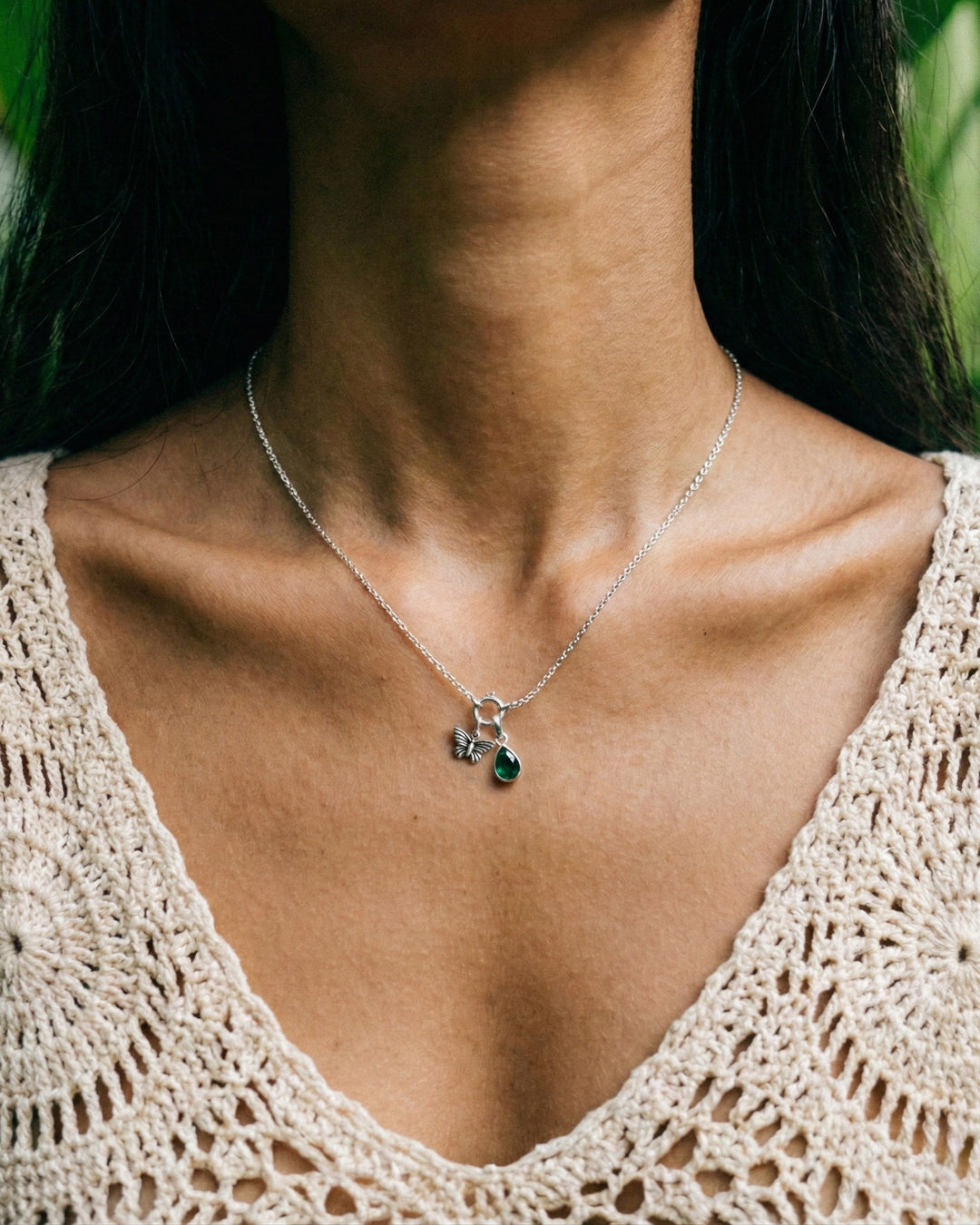 Green Onyx Birthstone Teardrop Charm