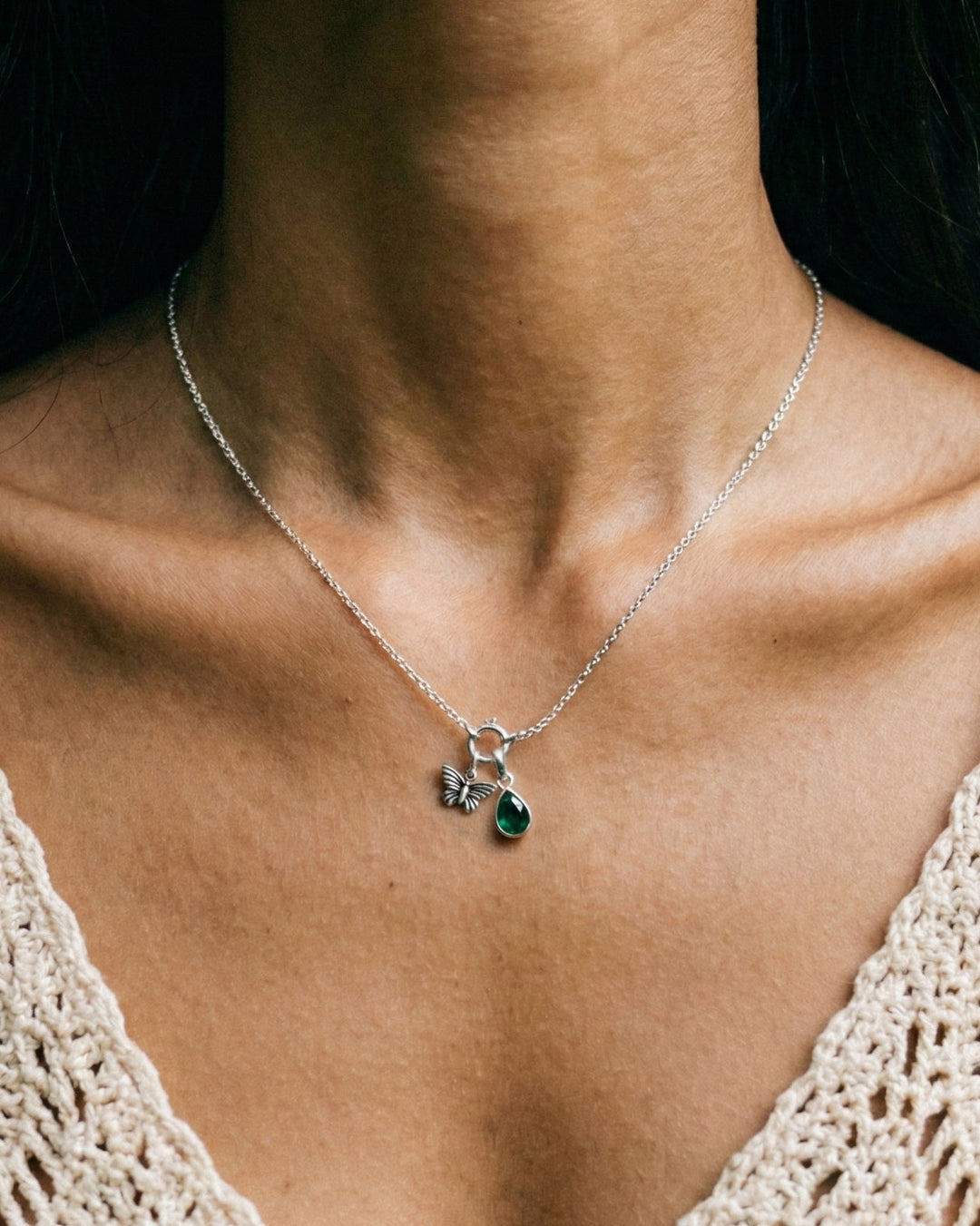 Green Onyx Birthstone Teardrop Charm