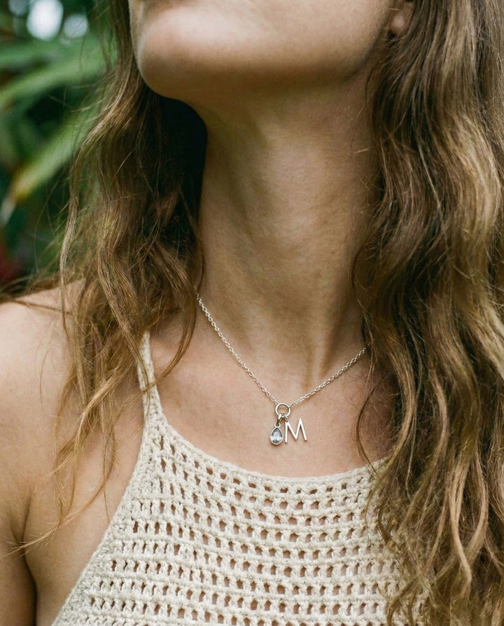 Quartz Birthstone Teardrop Charm