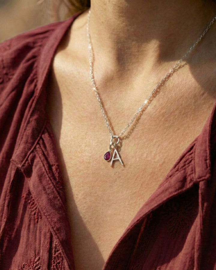 Ruby Birthstone Teardrop Charm