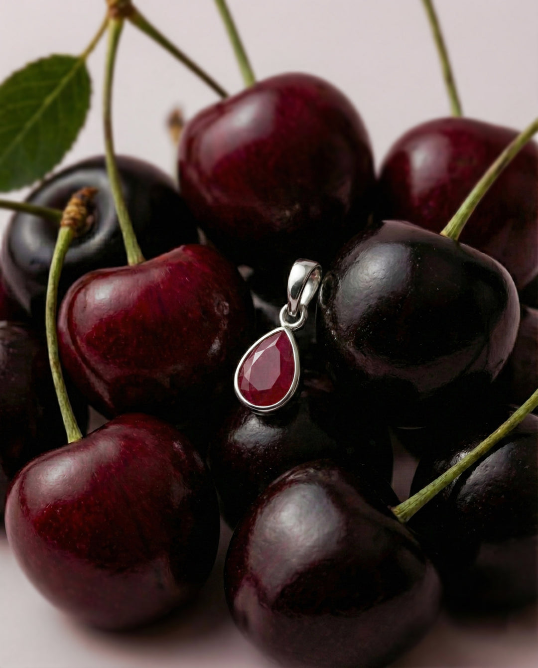 Ruby Birthstone Teardrop Charm