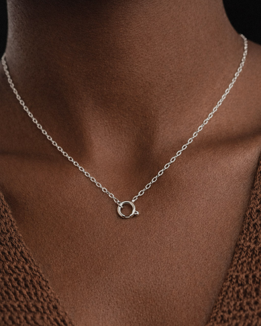 Cable Chain Necklace with Charm Clip Sterlin Silver