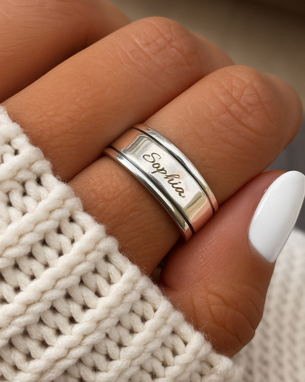 Personalized Fidget Ring with Custom Name Engraving
