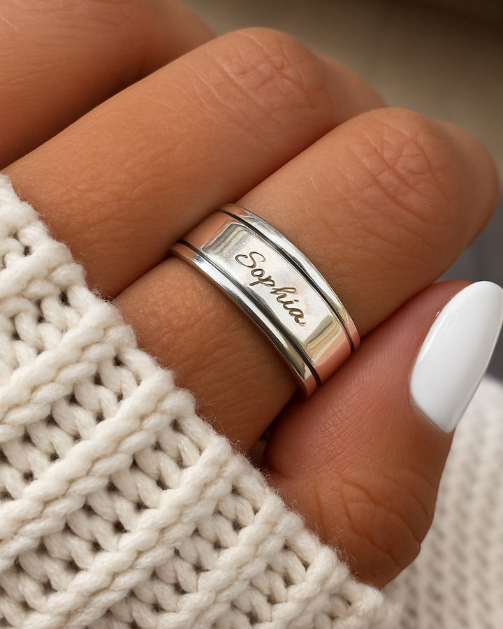 Personalized Fidget Ring with Custom Name Engraving