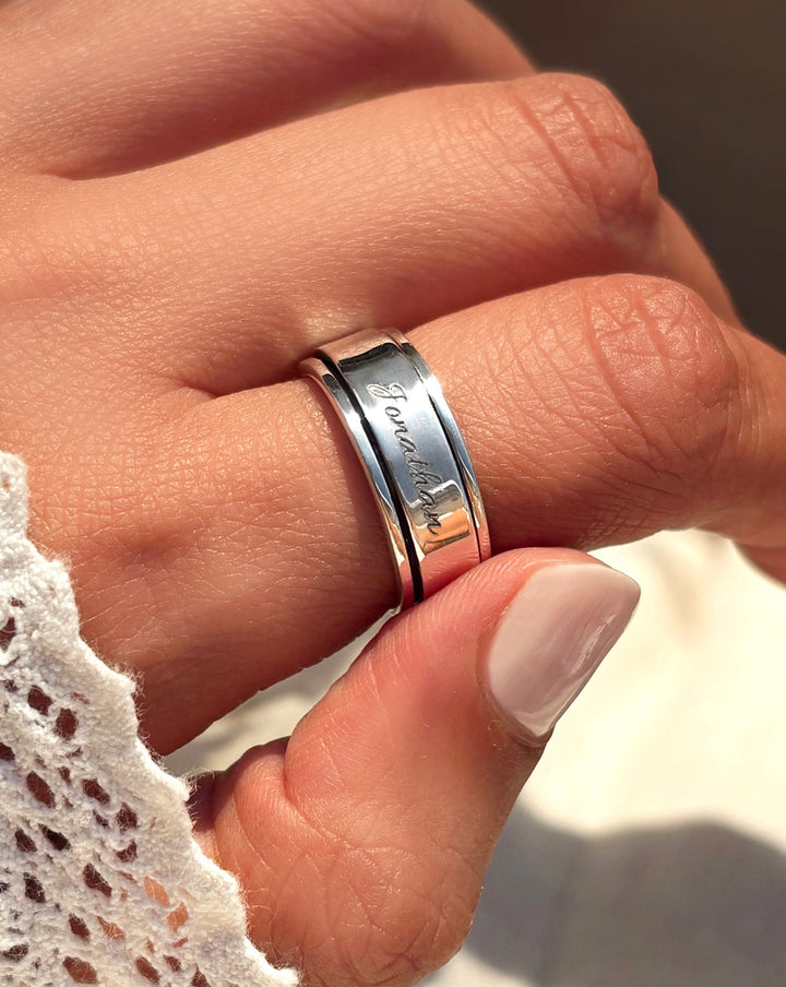 Personalized Fidget Ring with Custom Name Engraving