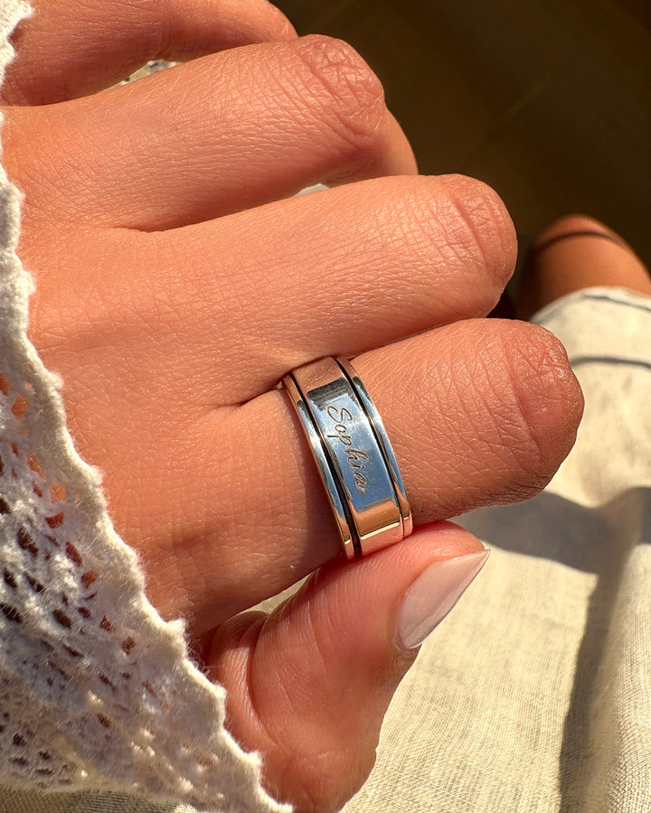 Personalized Fidget Ring with Custom Name Engraving