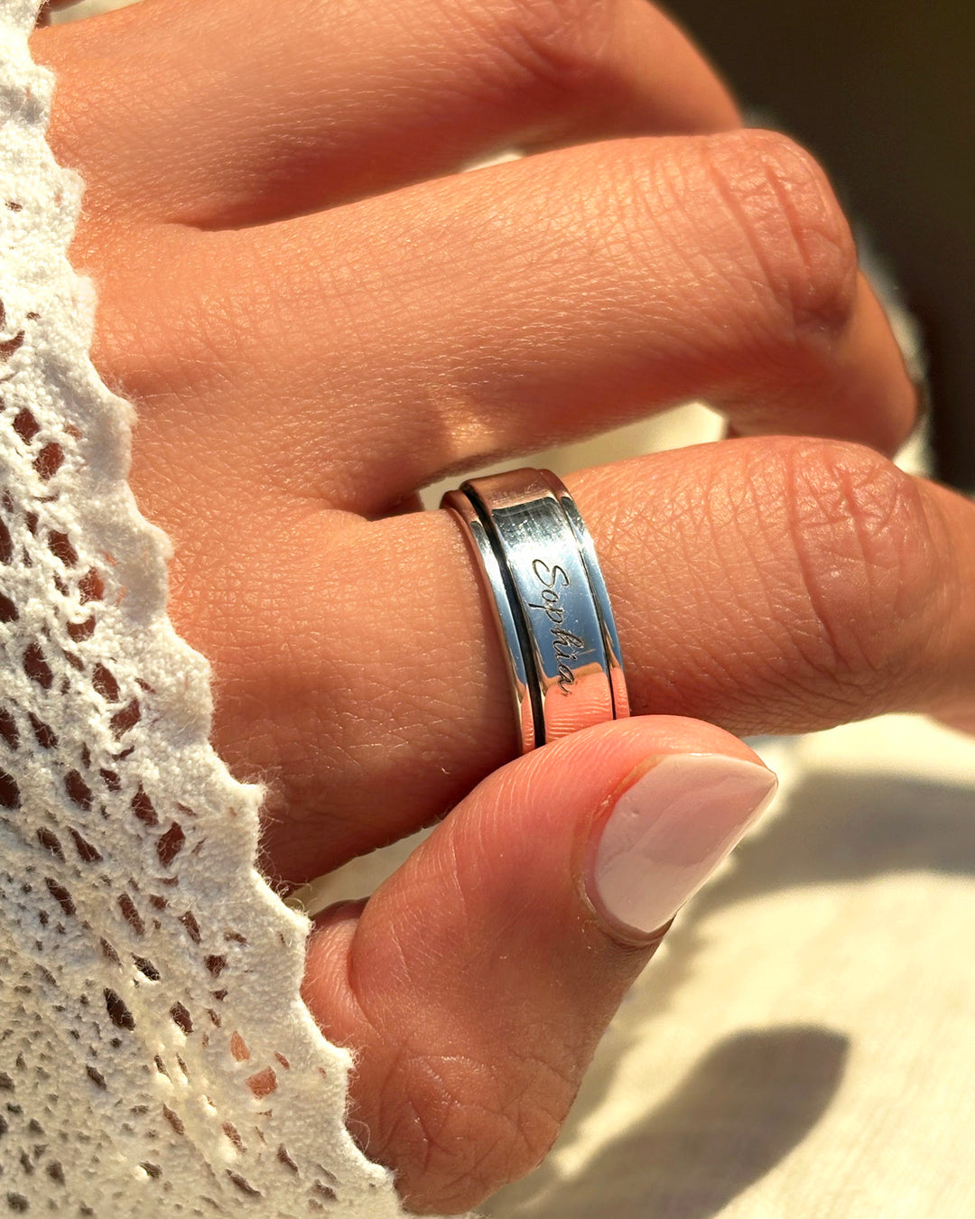 Personalized Fidget Ring with Custom Name Engraving