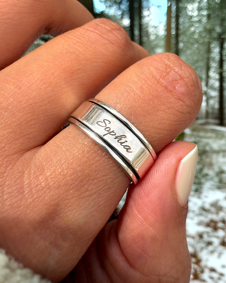 Personalized Fidget Ring with Custom Name Engraving