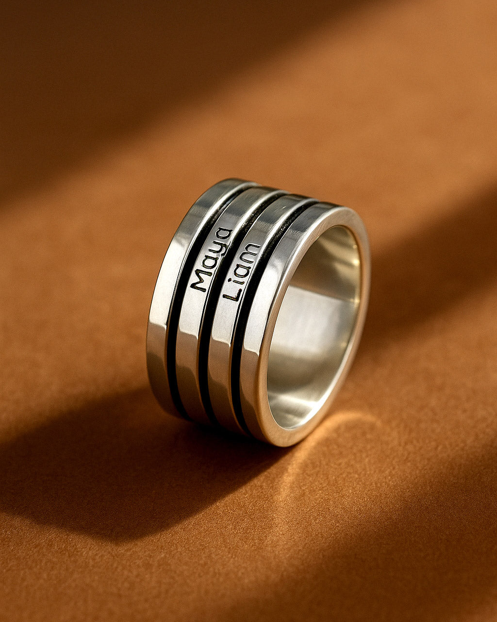 Personalized Fidget Ring with Custom Names Engraving