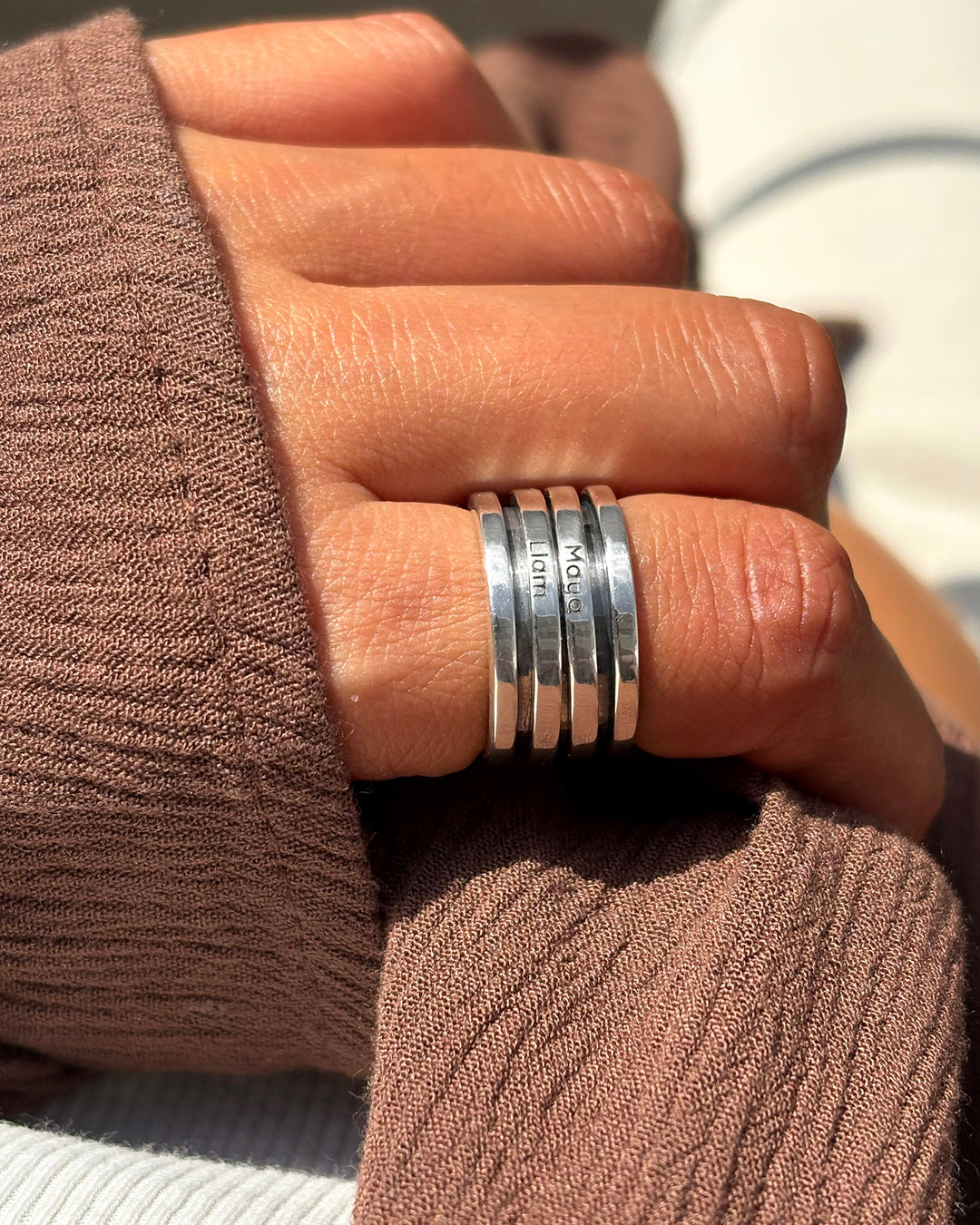 Personalized Fidget Ring with Custom Names Engraving