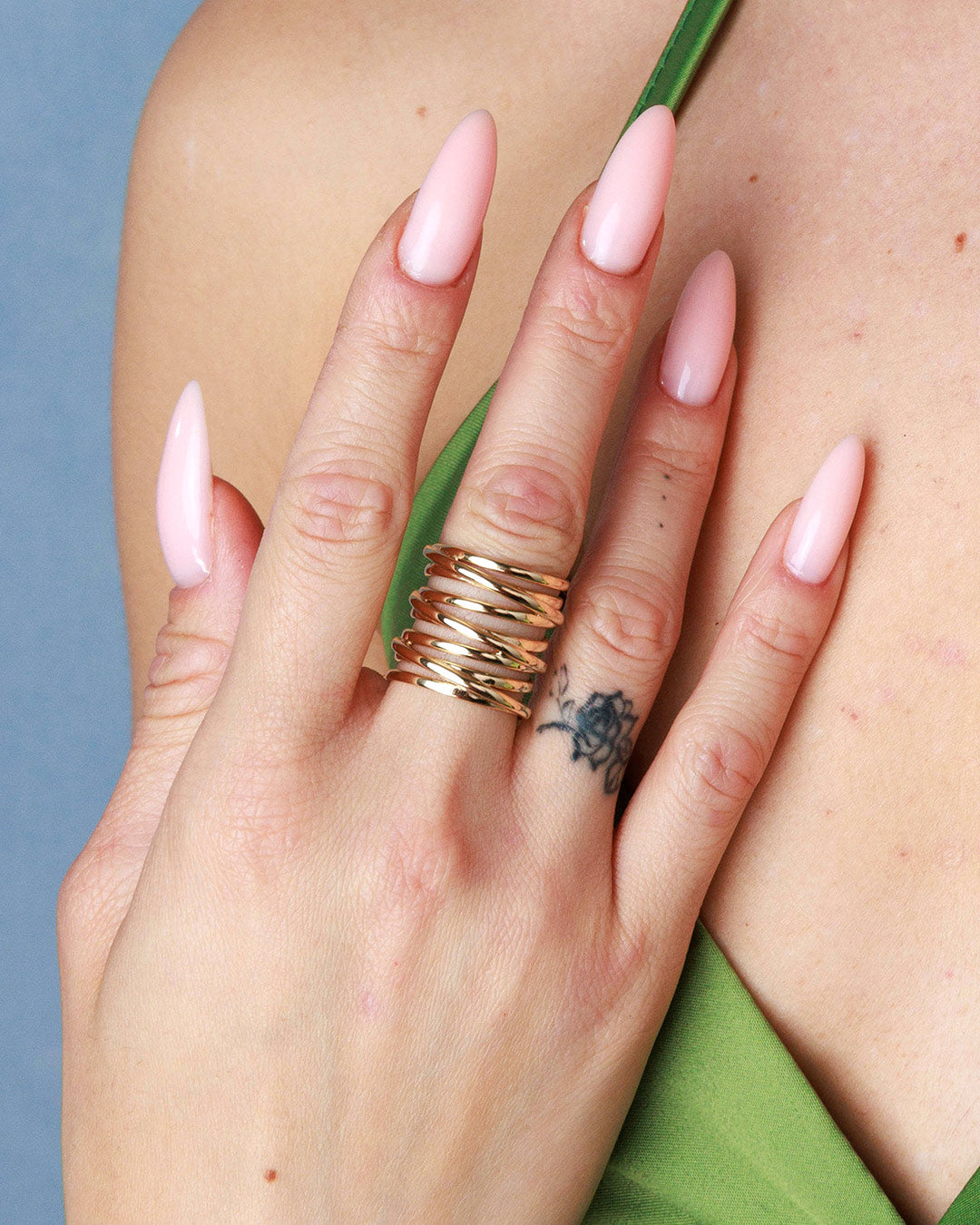 Chunky Wrap Wide Band Ring Gold Plated