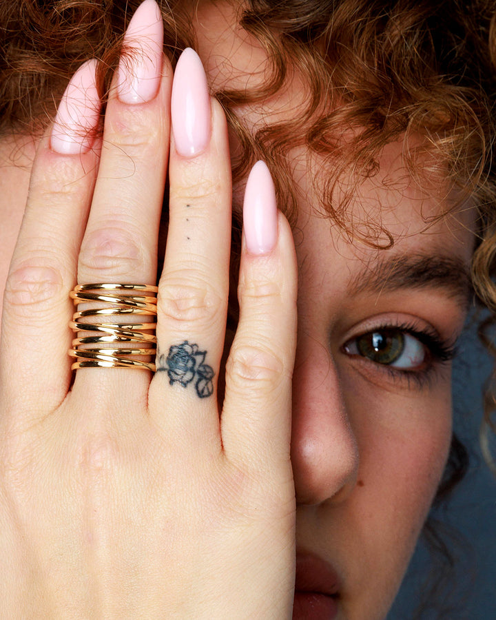 Chunky Wrap Wide Band Ring Gold Plated