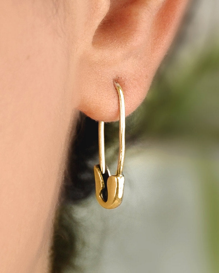 Gold Plated Safety Pin Earrings