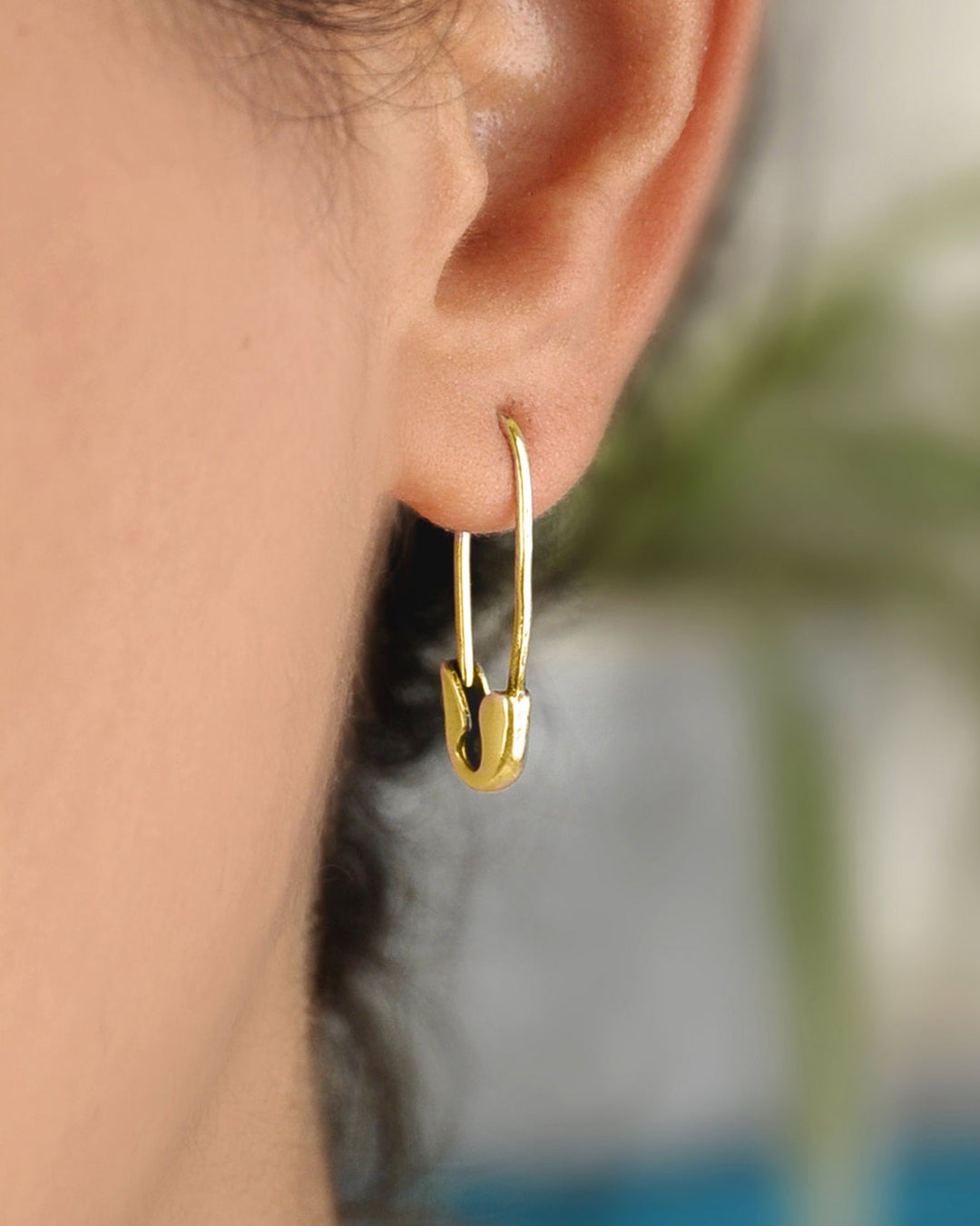 Gold Plated Safety Pin Earrings