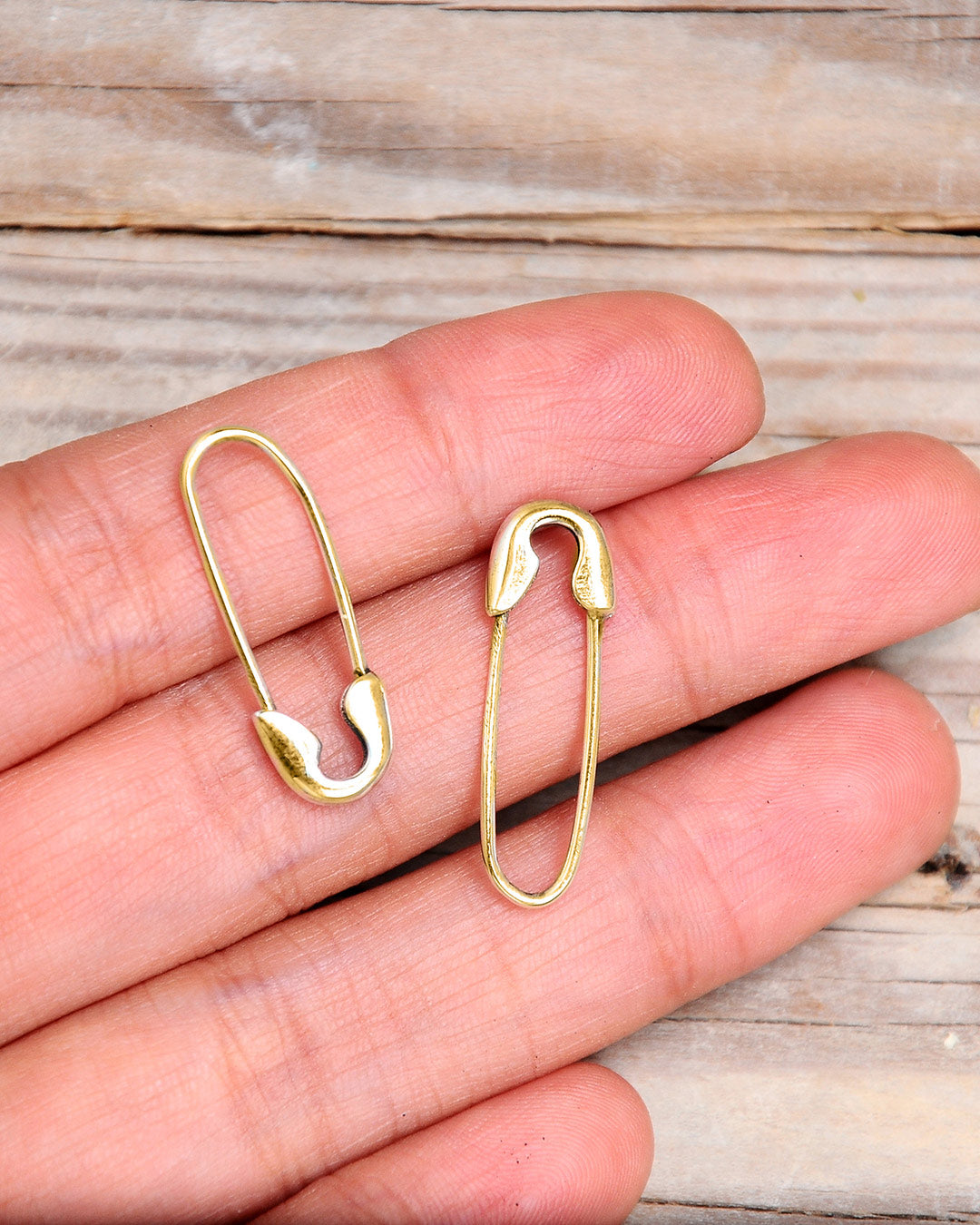 Gold Plated Safety Pin Earrings