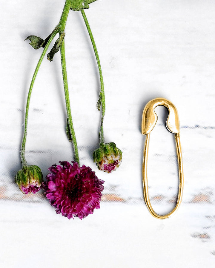 Gold Plated Safety Pin Earrings