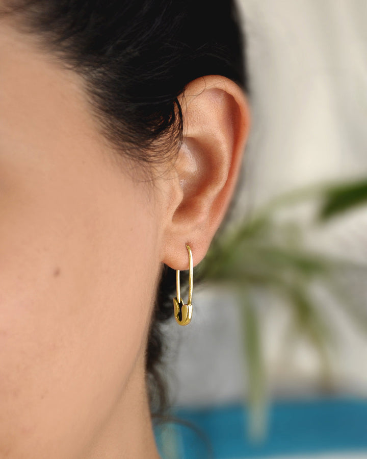Gold Plated Safety Pin Earrings