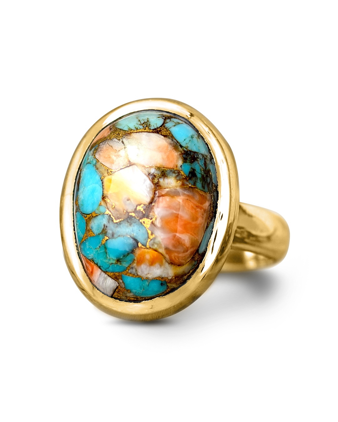 Oyster Copper Turquoise Ring Gold Plated