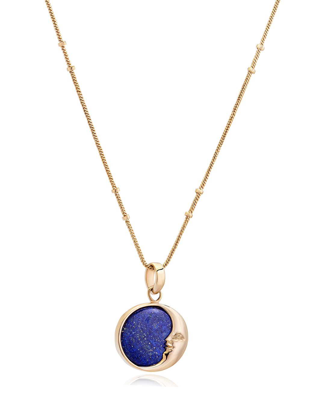 Moon Phase Lapis Necklace Gold Plated