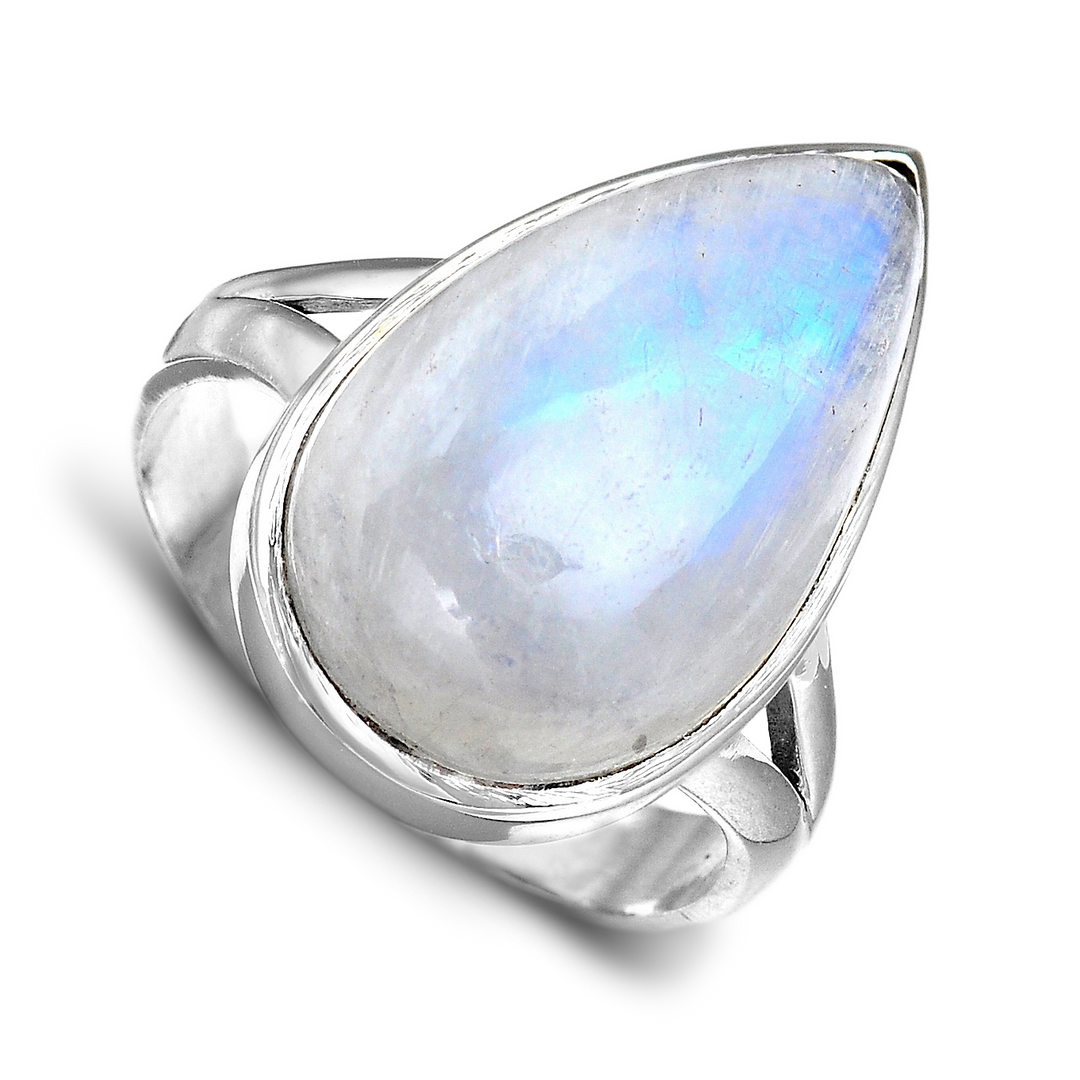 Sterling Silver Teardrop Large Moonstone Ring