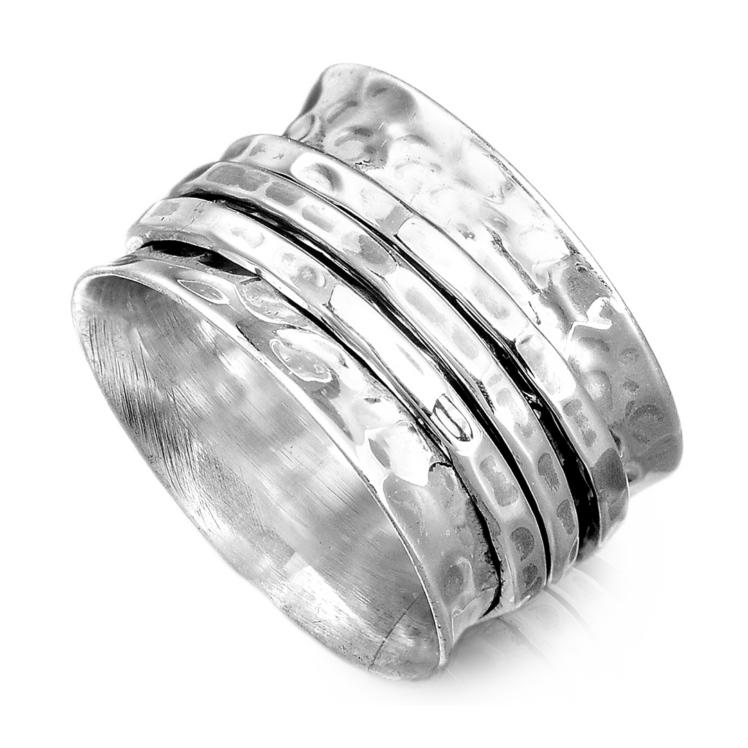 Wide Band Silver Spinner Ring