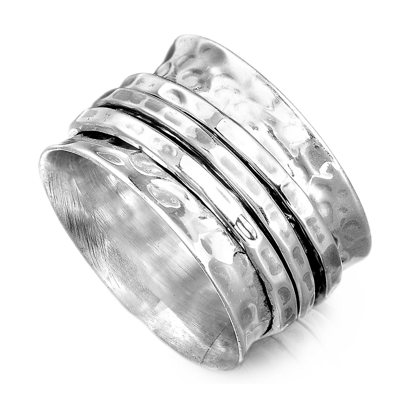 Wide Band Silver Spinner Ring