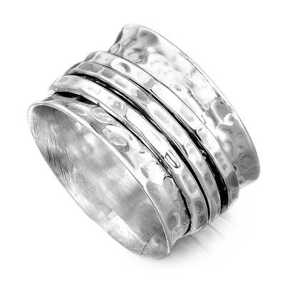 Wide Band Silver Spinner Ring - Boho Magic